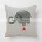 Cute elephant pattern printed simple linen throw baby pillow case