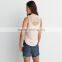 OEM Design Womens 100% Cotton Plain Black Deep Cut Tank Top Loose Fit Sexy Sleeveless Tank Top