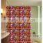 Bathroom shower curtain with polyresin hook set