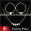 Dubai Gold Plated Jewelry Set Stainless Steel Bead Necklace Crsytal Gold Hoop Earring
