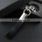 New Brands Silver Tone Smooth Stainless Steel Car Keychains Real Leather Metal Key Ring Jewelry Gifts