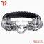 Men black braided leather bracelet cool bracelet for boys New