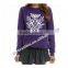 Girls' Leisure Purple Fleece Sweater with white logo printed