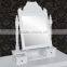 Jeweled Makeup Mirror White Color Fancy Women Makeup Dresser Drawer Wooden Rotating Fancy Mirror