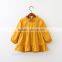 Simple dress designs fashion girls long sleeve ruffle round neck dresses