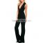 ladies V neck fashionable sexy black long rompers jumpsuits for women