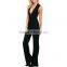 ladies V neck fashionable sexy black long rompers jumpsuits for women