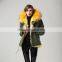 Yellow Fox Fur Wears Parka,Thickness Mini Winter Girls Fox Lined Parka