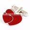 Double Red Heart Fingerprint Men Shirt Wedding Cufflinks