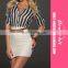 Elegant short dress with lace black and white striped Dress