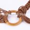 newest fashion handmade bohemian wax rope wood beaded waist belt