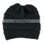 A040 woman winter warm knitting crochet beanie hat hot sale female Ponytail Beanies winter wool hat girl ponytail hat