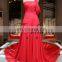 long big train Red One shoulder Sleeveless Ball Gown Evening Dress 2016