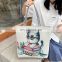 Latest Fashion Ladies Girls Print Zipper Christmas Gift Luxury Hand Women Tote Bag Cotton Canvas