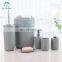 Hot sell plastic 6 pieces bathroom set black color  bathroom accessories