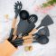 AMAZON PRODUCTS NEW SILICONE WOOD KITCHEN UTENSILS 9PCS SILICONE UTENSIL SETS WITH WOODEN HOLDER