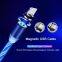 1m Led Flowing Light Usb 3 in 1 Fast Micro Type C Magnet Charger Magnetic Charging Cable For Iphone