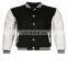 100%Cotton Body & Bright White Sleeves Blank Varsity Letterman Baseball Jacket with Leather Sleeves