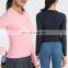 Custom Breathable Quick Dry Running Clothing High Elastic Sports Tshirt Gym Fitness Top Women Ribbed Long Sleeve Yoga T Shirt