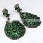 Looking Wow !! Emerald & Diamond 925 Sterling Silver Earring, Dangler SIlver Earring, 925 Sterling Silver Jewellery