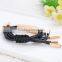 China wholesale young women's jewelry gold zinc alloy wax string woven bracelet