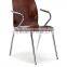 Durable hardwood coffee shop chair with chromed metal leg HE-527