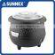 SUNNEX Hot Sale Classic Black Polypropylene Body Stainless Steel Water Jacket Buffet Service 10Ltr. Electric Soup Warmer