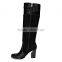 Chunky heel ankle leather boots women for sale