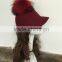 Women wool felt Knight Cap hat with Pompom on top/winter wool hat