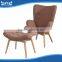 indoor french canvas chaise lounge chair with footrest