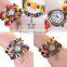 In Stock Retro Ethnic Style Handmade Wood Bead Knitted Bracelet Quartz Analog Wrist Watch