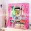 Yellow Cute Portable Wardrobe Clothes Rack Shelves Closet Storage Organizer
