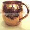 100% PURE COPPER FDA APPROVED HAMMERED BARREL DRINKING MUG WITH RIVETED HANDLE FOR MOSCOW MULE, VODKA