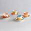 Set of 4 Cup and Saucer With Hand Painting, Ceramic Handpainted Cup and Saucer Set