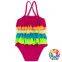 2017 Hot Sell Fashion Beach Wear Bikini Set Multicolor Ruffles Girls Swimwear Kids