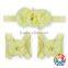 Cute Chiffon Flower Baby Barefoot sandals with headbands set Lavender Fashion Petti rhinestones baby shoes set