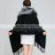 CX-B-P-53B Tassels Decoration Women's Fashion Fox Fur Trim Pashmina Shawl