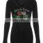 Women's Wine & Friends Rhinestone Bling V-Neck Short Sleeve Shirts Black