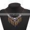 Western trendy tassel luxury mandarin orange rhinestone crystal vintage statement necklace jewelry