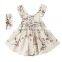 ShiJ Baby Girls Dress 100% Linen Backless Peach Blossom Summer Baby Clothing