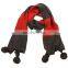 2015 ladies' fashion winter warm knit check scarf with pompom