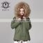 Italy Designer Army Real Fox Fur Parka 2016 Women Jackets With Natural Fur Collar