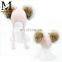 High Quality Fashionable Kids Beanie Hats With Two Fur Pom Poms Baby Fur Hat