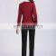 Fashion Wine Red Women Blazer Professional Business Top Pant Suit for Office Lady