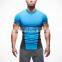 mens neonblue black lycra polyester excercise fit tee shirt