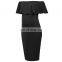 Grace Karin Sexy Women's Off Shoulder Hips-Wrapped Black Maternity Bodycon Pencil Dress CL010625-1