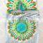 Indian Mandala Green Flower Donna Cover Handmade Queen Size Duvet With Pillow Cover Art