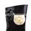 Factory selling woman high heel half rain boots with camellia decoration