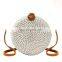 White Round Rattan Bag Solid Front Woven Crossbody Bag for Women