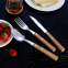 Outdoor Camping Wooden Handle Cutlery 304 Stainless Steel Cutlery Sets Knife Spoon Fork